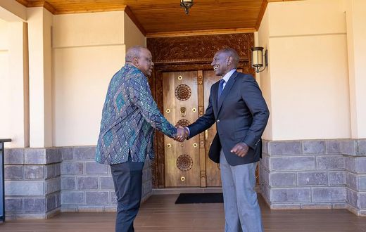 Former president Uhuru Kenyatta (left) with his successor William Ruto