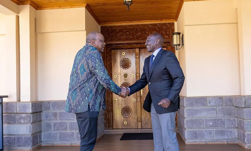 Former president Uhuru Kenyatta (left) with his successor William Ruto