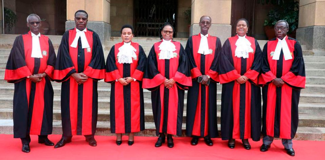 Supreme Court of Kenya judges (from left) Isaac Lenaola, Smokin Wanjala, Philomena Mwilu (deputy CJ), Martha Koome (Chief Justice), Mohamed Ibrahim, Njoki Ndung’u and William Ouko on March 31, 2022