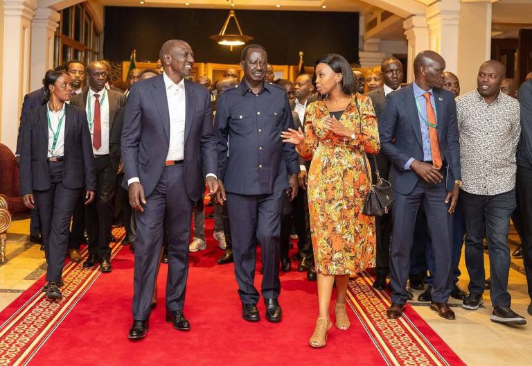 President William Ruto, Raila Odinga and Pauline Njoroge in Addis Ababa, Ethiopia on Saturday February 15, 2025