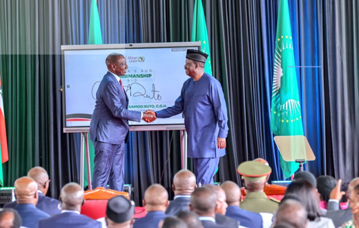 President William Ruto endorsing Raila Odinga for the AUC seat on August 27, 2024.
