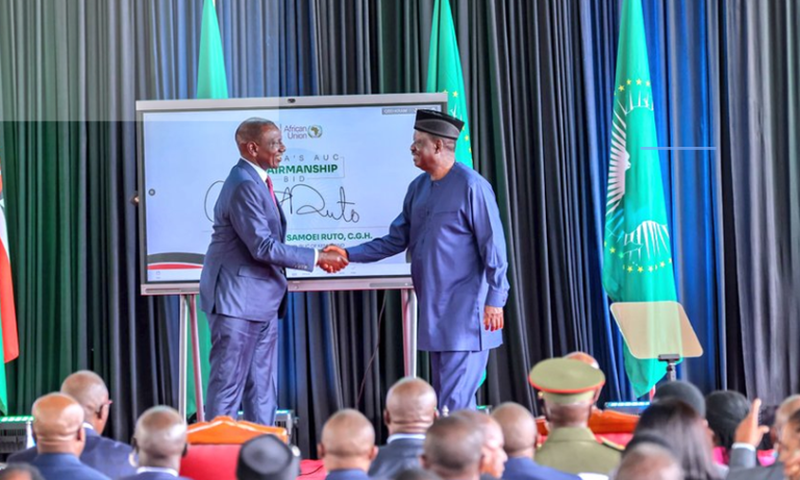 President William Ruto endorsing Raila Odinga for the AUC seat on August 27, 2024.