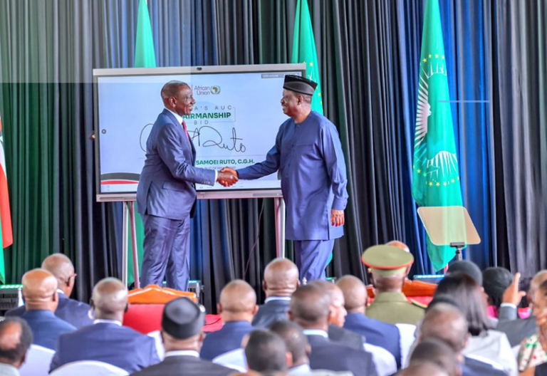 President William Ruto endorsing Raila Odinga for the AUC seat on August 27, 2024.
