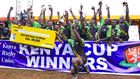 Photo: Kabras Sugar RFC players celebrate after winning the 2024/2025 Kenya Cup title on April 12, 2025 at the ASK Kakamega Showground.