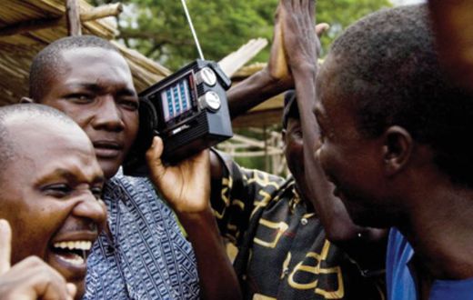 People listening to radio