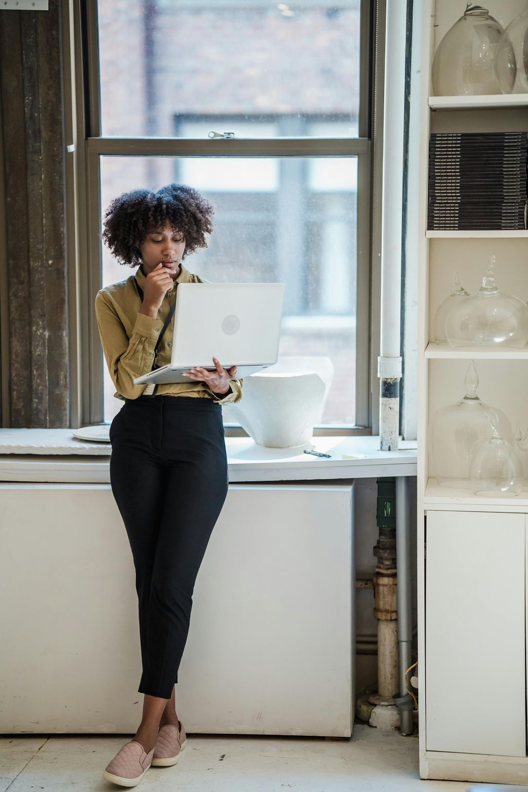 A tailored blouse and trousers combo for office