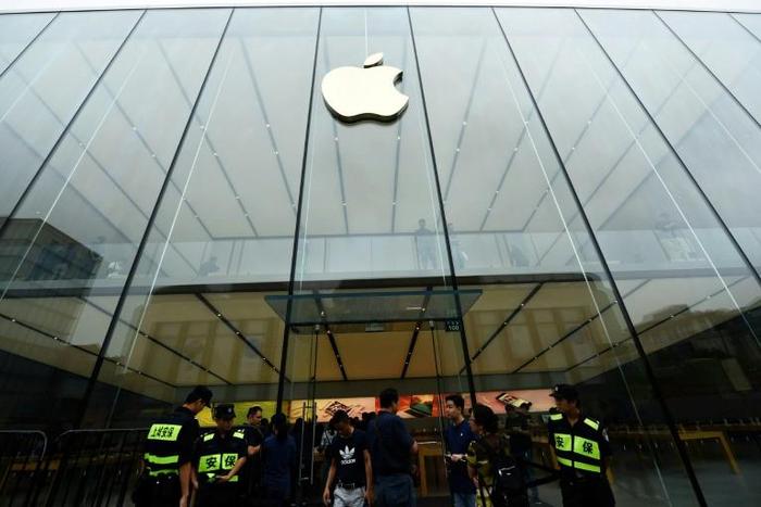Apple has been growing sales of iPhones in China, illustrated by this showroom in Hangzhou in China's eastern Zhejiang province
