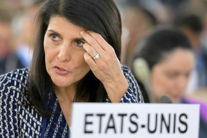US Ambassador to the United Nations Nikki Haley denounced what she said was the UN Human Rights Council's "anti-Israel bias"
