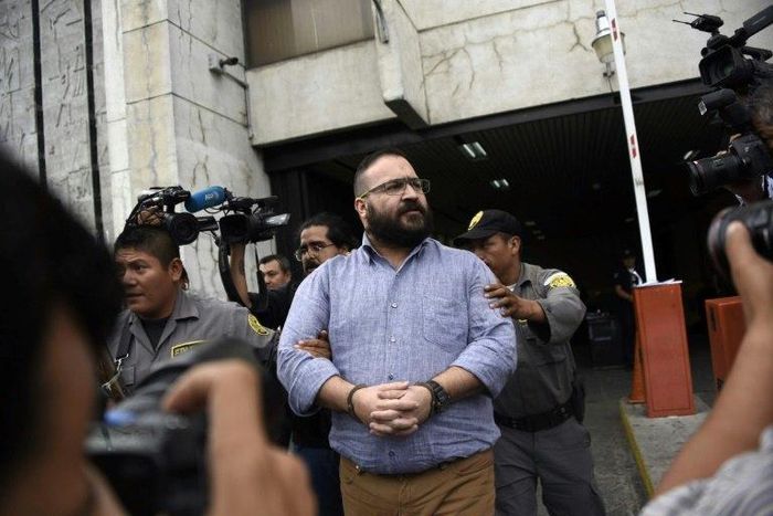 Mexico's Veracruz state governor, Javier Duarte, wanted on corruption charges by the US authorities, is seen after a hearing regarding his extradition request at the Supreme Court in Guatemala City on July 4, 2017