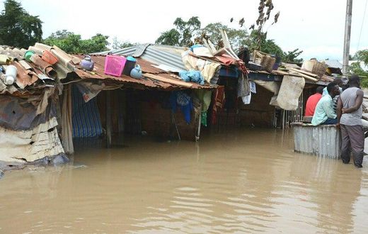 Residences of people were overtaken by the flood.