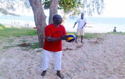 DP William Ruto playing volley ball at the beach
