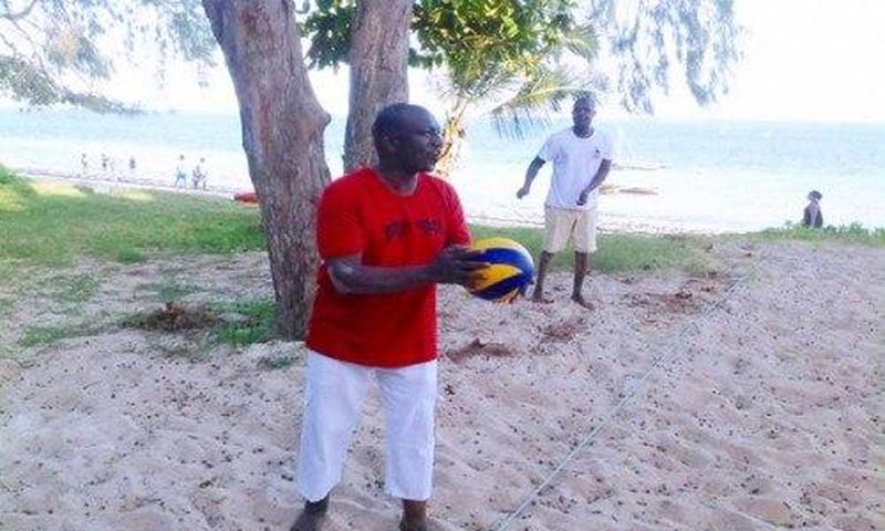DP William Ruto playing volley ball at the beach