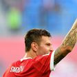 Russia's forward Fedor Smolov celebrates as he scores the team's second goal during the 2017 Confederations Cup group A football match against New Zealand June 17, 2017