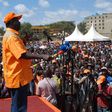 Nasa leader Raila Odinga addresses a crowd at Kenyatta stadium in Maralal town in February 2017.