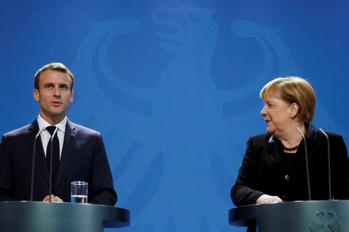 French President Emmanuel Macron and German Chancellor Angela Merkel (pictured November 2018) welcomed the latest ceasefire announcement in Ukraine