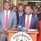 Samburu County Governor Moses Lenolkulal addresses a press conference at Maralal town.