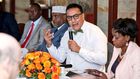 Tourism CS Najib Balala (in bowtie) during a meeting on Thursday