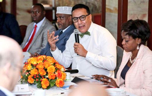 Tourism CS Najib Balala (in bowtie) during a meeting on Thursday