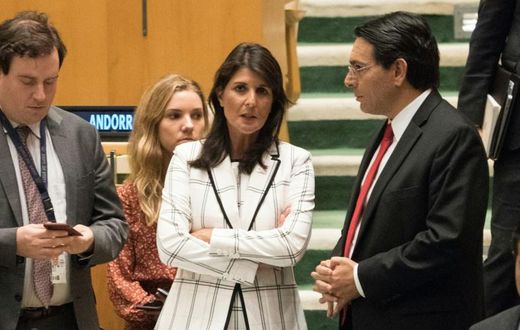 US Ambassador Nikki Haley (C) has been a strong supporter of Israel at the United Nations