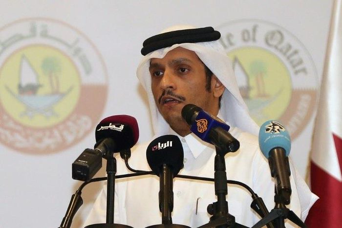 ​​​​​Qatari Foreign Minister Sheikh Mohammed bin Abdulrahman Al-Thani speaks during a joint press conference with his German counterpart in the Qatari capital Doha on July 4, 2017