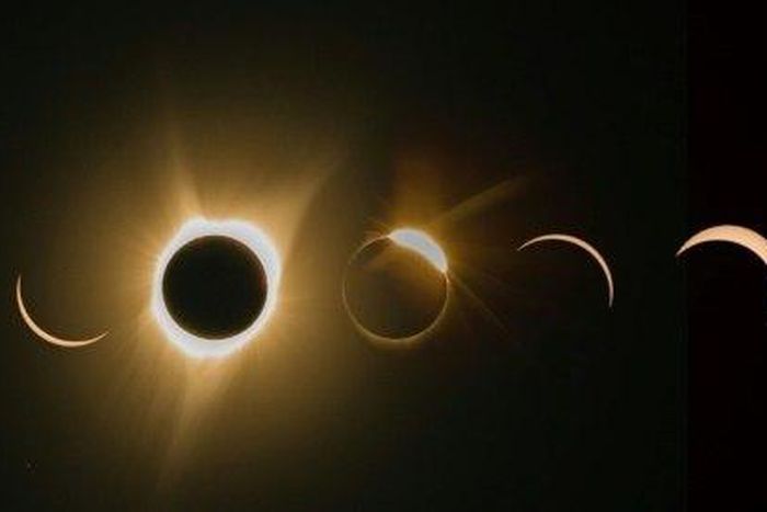 Phases of Monday's total solar eclipse as seen in Madras, Oregon, among the first places to experience the celestial phenomenon