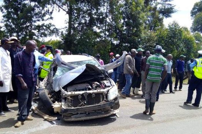 Scene of the accident in Muranga in which a boda boda rider was crashed to death