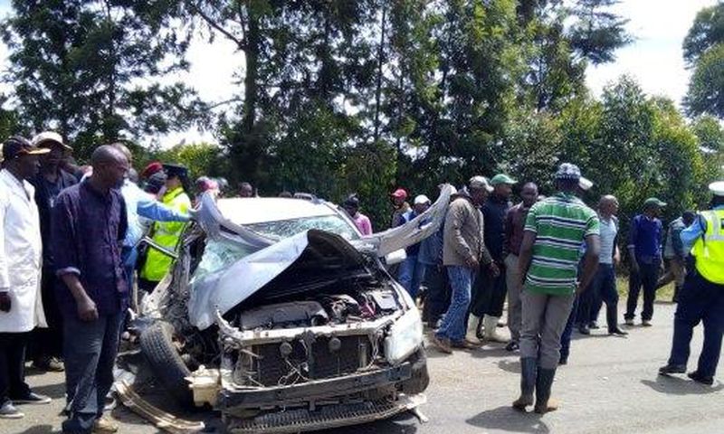 Scene of the accident in Muranga in which a boda boda rider was crashed to death
