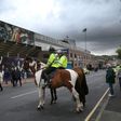 Police and fans outside Burnley's Turf Moor stadium