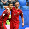 Portugal's forward Cristiano Ronaldo (L) has performed well at the 2017 Confederations Cup and was delighted after his team defeated new Zealand, qualifying for the semi-finals