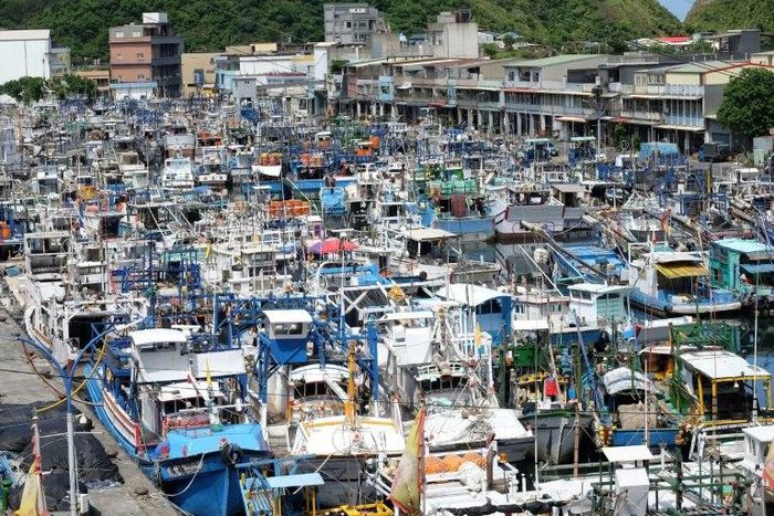 Fishing boats take shelter at Nanfangao fish harbour in Suao, Yilan county in east Taiwan, as typhoon Senat approaches