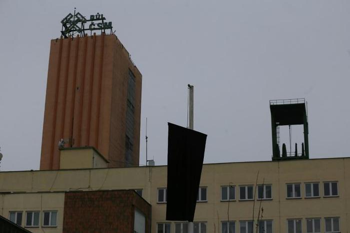 A black flag flies at the coal mine in Stonava, the Czech Republic, where 13 miners died in an accident.