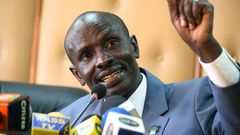 KNUT Secretary General Wilson Sossion addressing the media