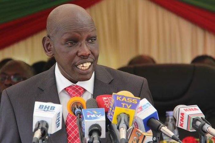 Education PS Belio Kipsang addressing the media