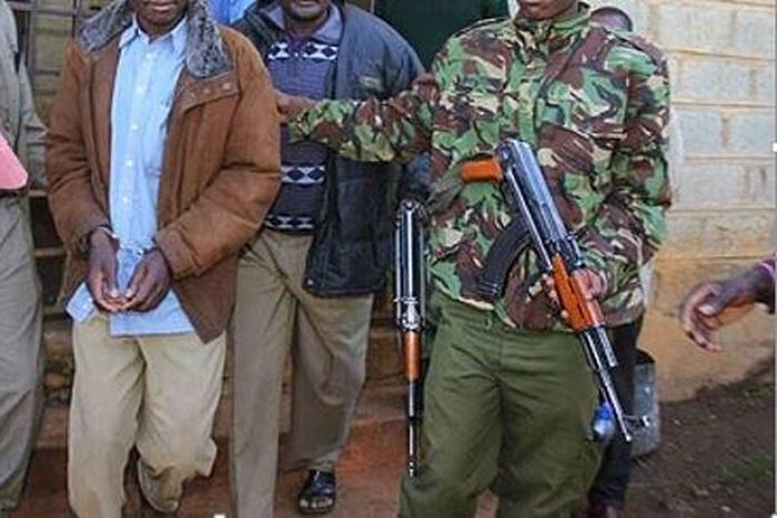 File image of police making an arrest. 3 Ambira High school students who were caught on camera insulting CS Matiangi and Amina Mohamed