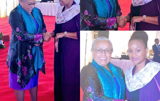 Grace Mslame with Margret Kenyatta. Grace Msalame speaks after surgery