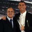 Real Madrid's club president Florentino Perez (L) says no clubs have sent offers for Cristiano Ronaldo
