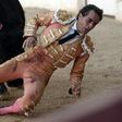 Spanish matador Ivan Fandino is impaled by a Baltasar Iban bull during a bullfight at the Corrida des Fetes on June 17, 2017 in Aire sur Adour, southwestern France