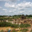 A group of Galamseyers, or illegal gold panners, working in Ghana's Kibi region