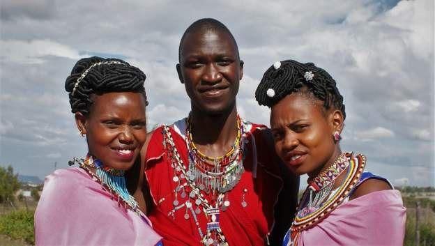 Kajiado's Tom Mako with his two wives Elizabeth and Joyce. They have said they have conditions before they can allow their husband a third wife
