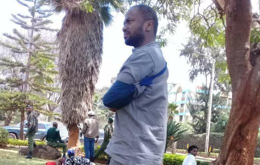 Joseph "Jowie" Irungu roaming at KNH in prison uniform