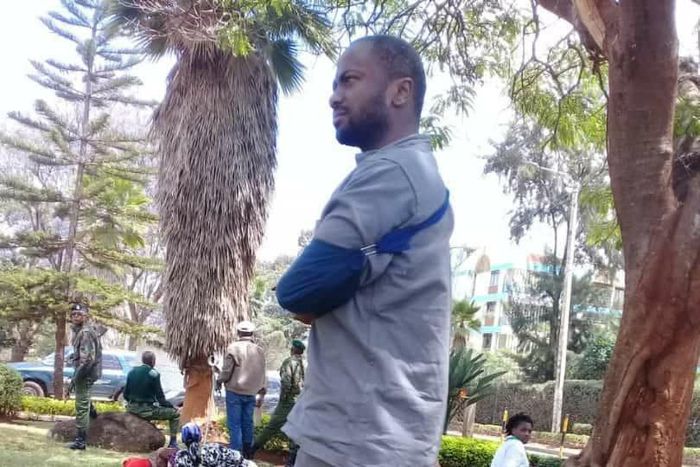 Joseph "Jowie" Irungu roaming at KNH in prison uniform