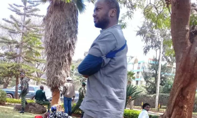 Joseph "Jowie" Irungu roaming at KNH in prison uniform