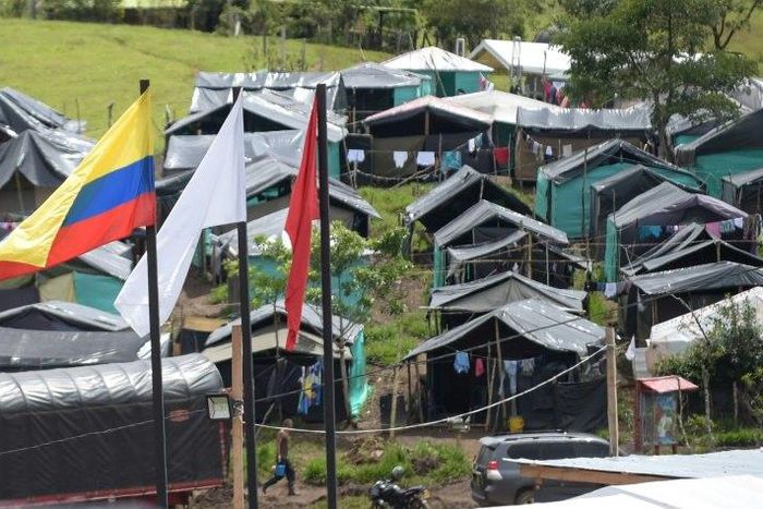 Colombia's FARC rebels will keep some arms for transitional security at their demobilization camps like this one in Mesetas municipality