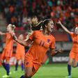 Netherlands' midfielder Lieke Martens celebrates her team's third goal during the UEFA Women’s Euro 2017 football tournament semi-final match between Netherlands and England at the FC Twente Stadium, in Enschede on August 3, 2017