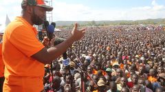 Governor Hassan Joho addresses a rally in Mombasa County.