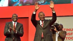 Deputy President William Ruto, left, with his running mate President Uhuru Kenyatta in June