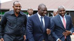 File image of DP William Ruto with Kipchumba Murkomen and Aden Duale. 2022 succession politics is causing jitters within the party