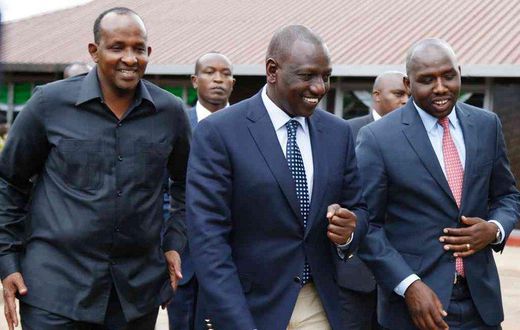 File image of DP William Ruto with Kipchumba Murkomen and Aden Duale. 2022 succession politics is causing jitters within the party
