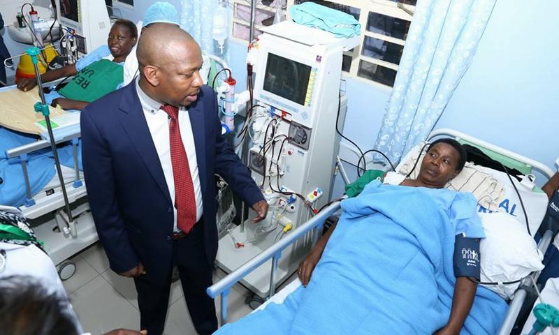 Mike Sonko during a past visit at Mbagathi Hospital