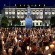 People gather for a protest in front of the presidential palace in Warsaw on July 18, 2017 urging the Polish president to reject a bill changing the judiciary system